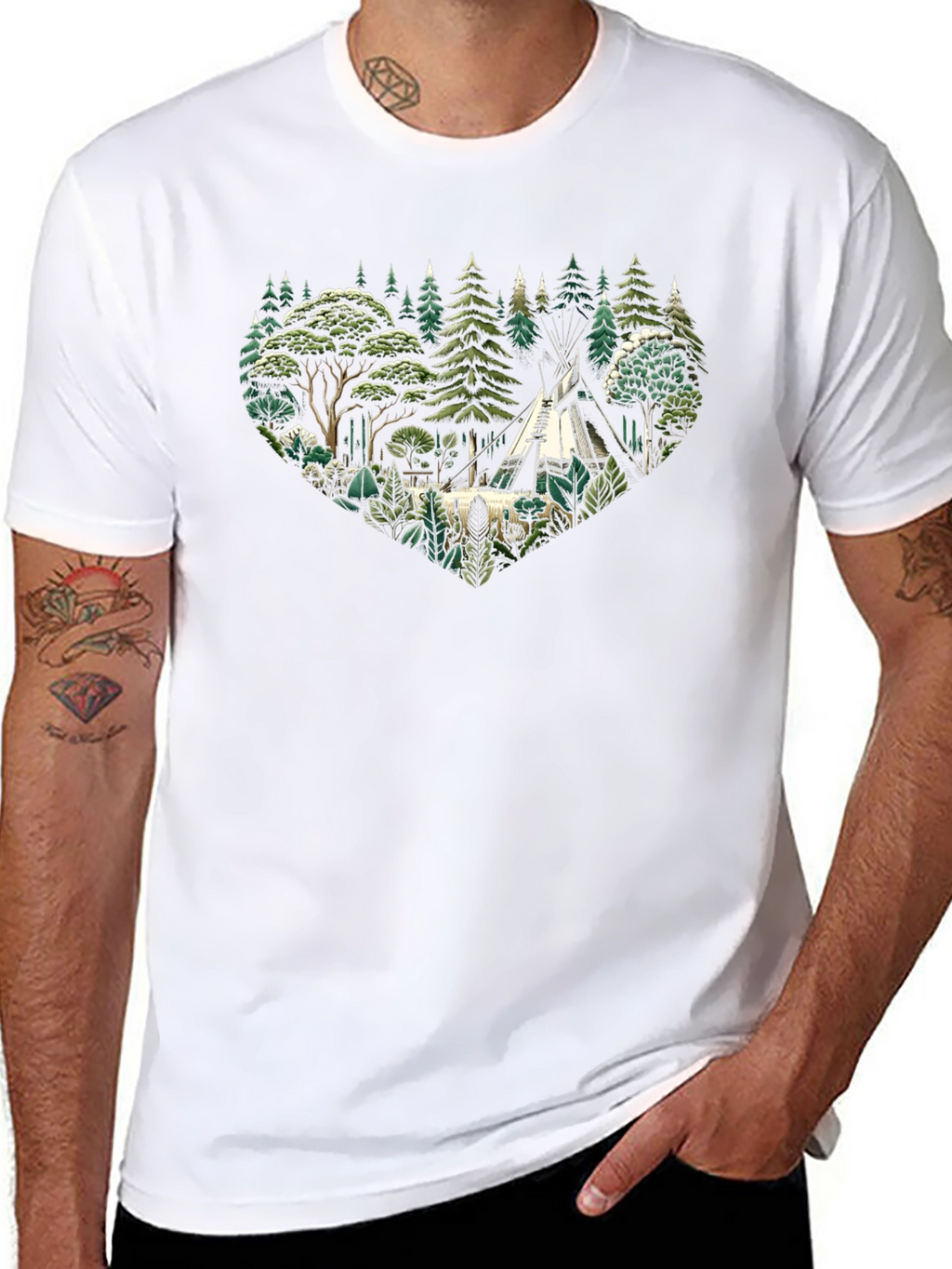 Nature Lovers Tee - Camping Scene Heart