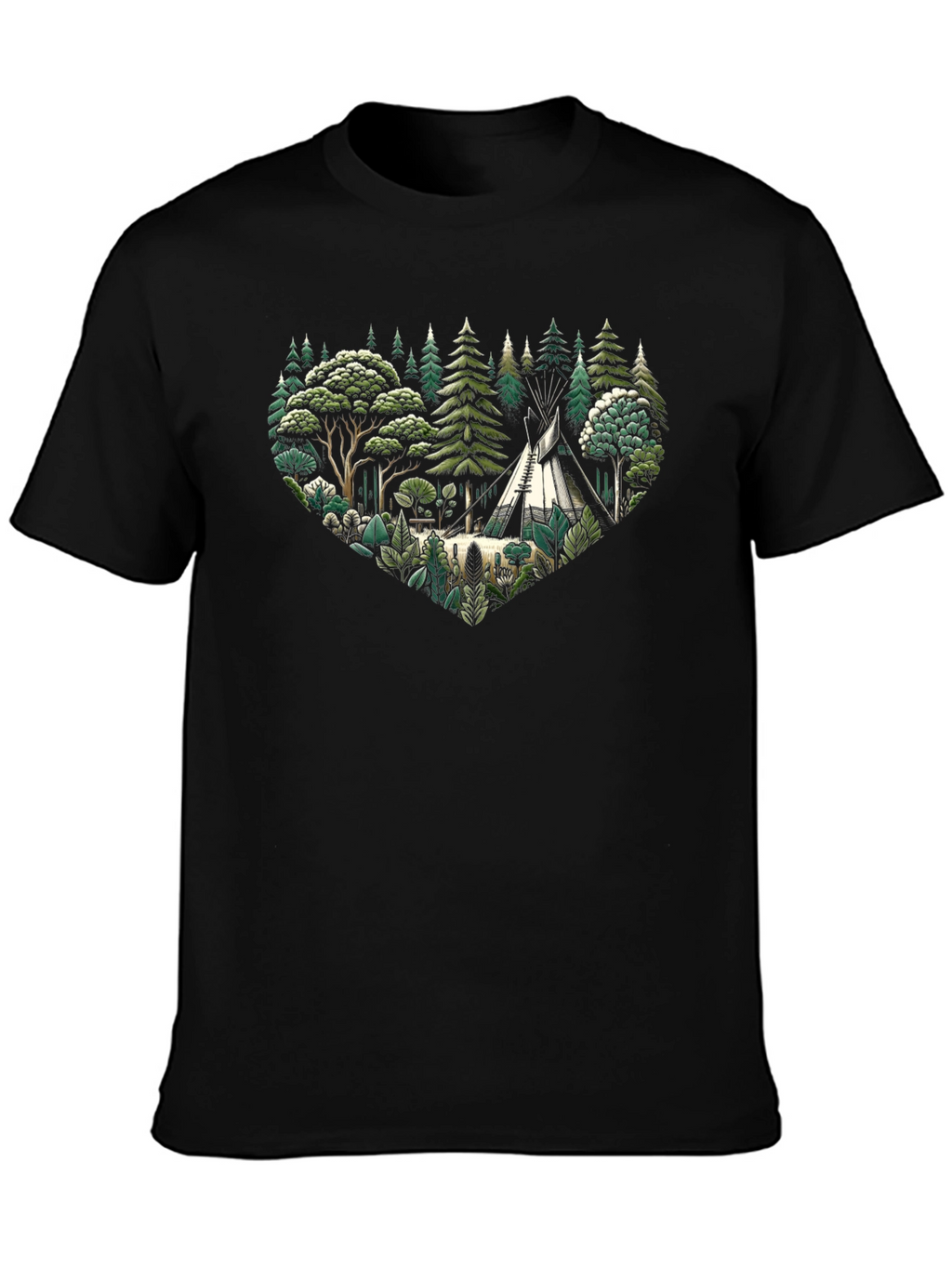 Nature Lovers Tee - Camping Scene Heart