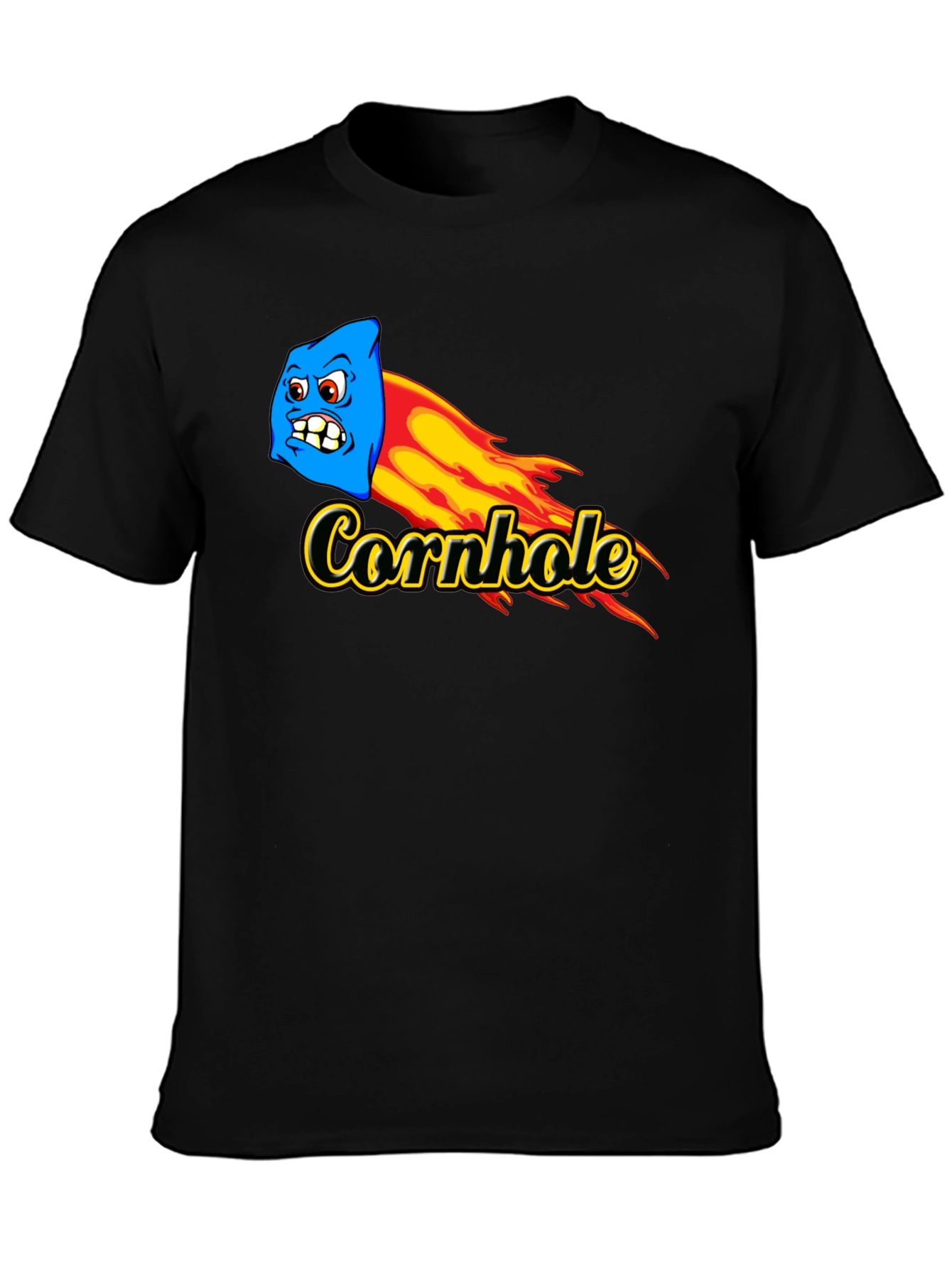 Cornhole T-Shirt - Flaming Bean Bag Design