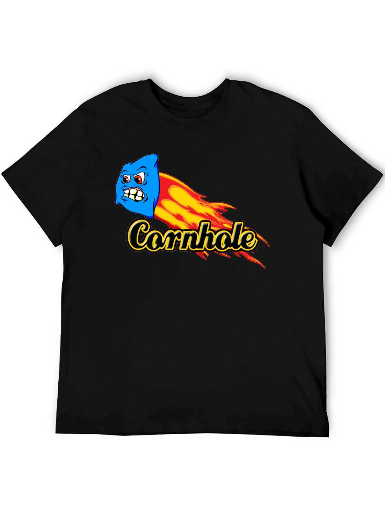 Cornhole T-Shirt - Flaming Bean Bag Design