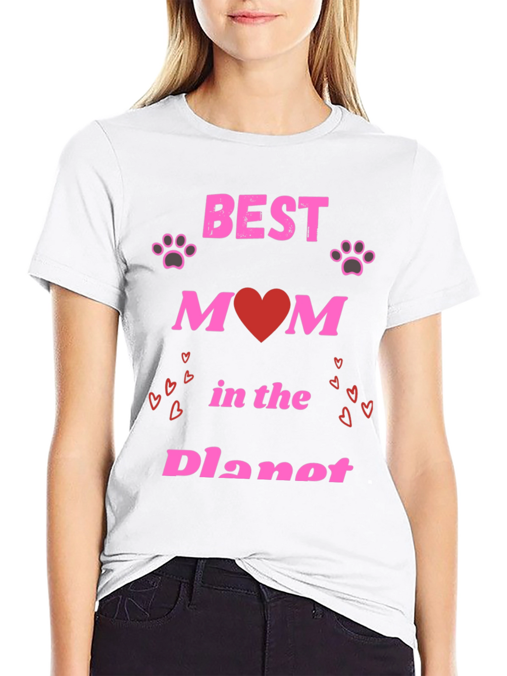 Best Mom T-Shirt - Heart & Paw Print Design