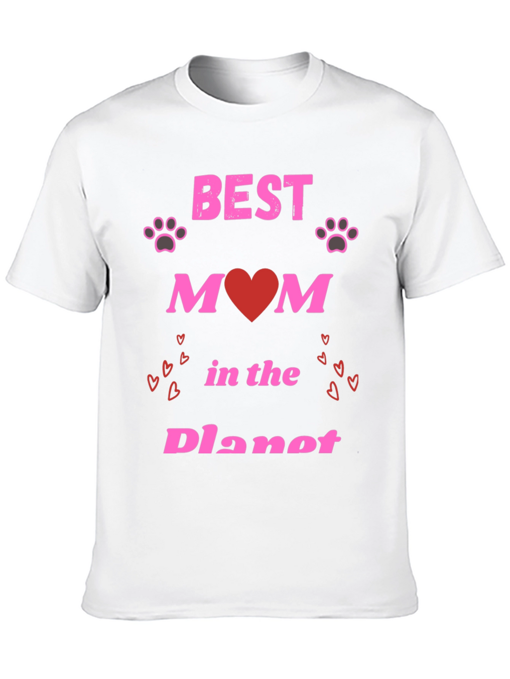 Best Mom T-Shirt - Heart & Paw Print Design