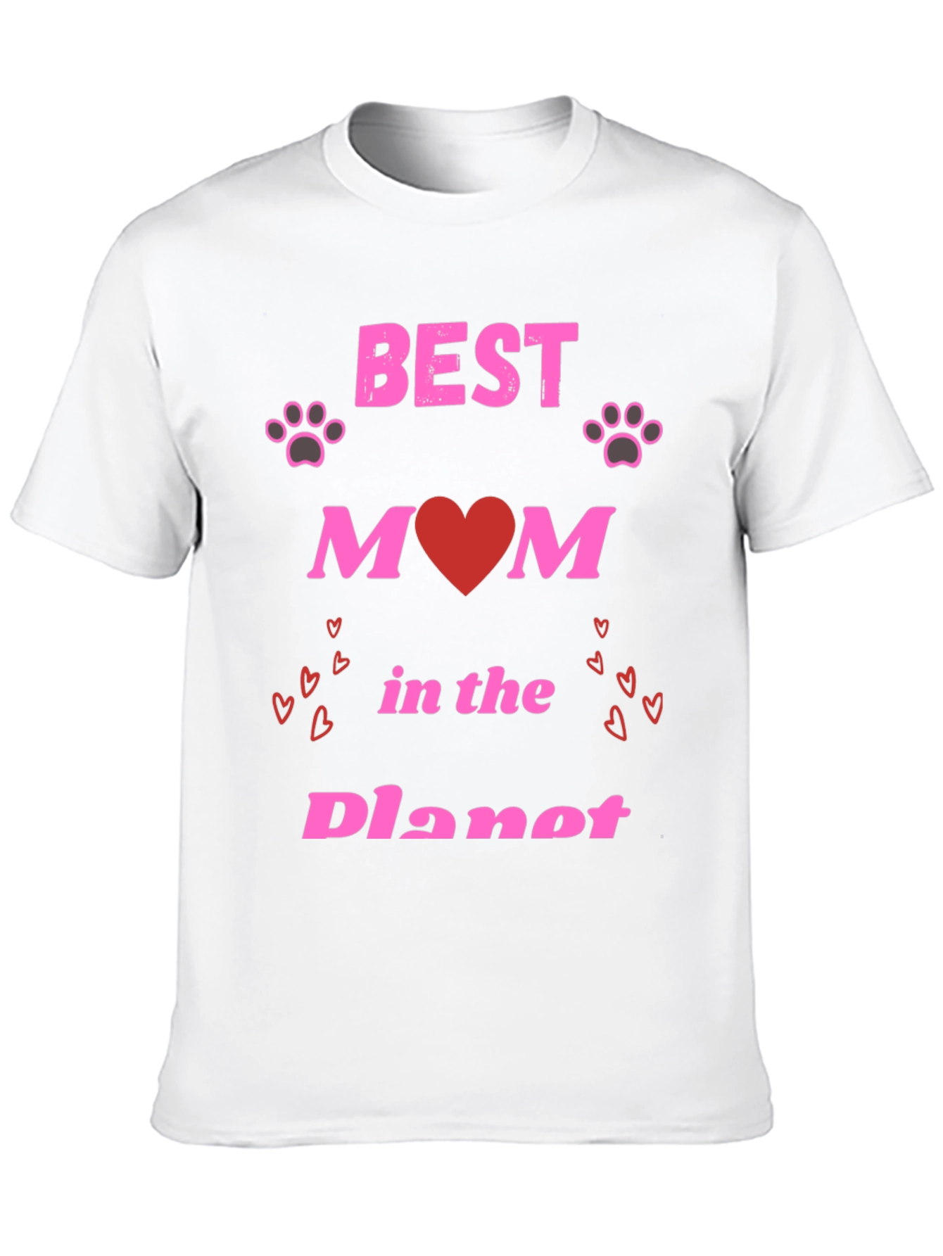 Best Mom T-Shirt - Heart & Paw Print Design