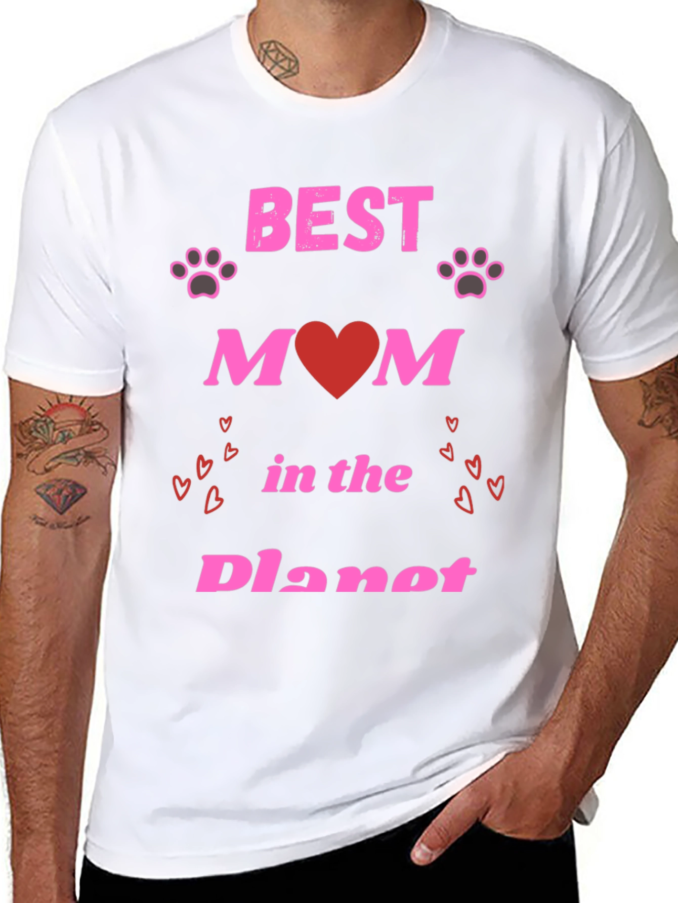 Best Mom T-Shirt - Heart & Paw Print Design