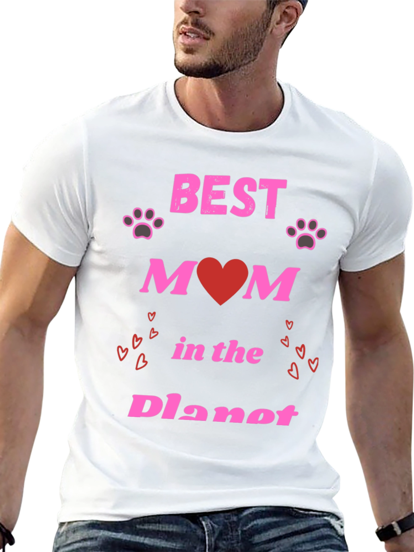 Best Mom T-Shirt - Heart & Paw Print Design