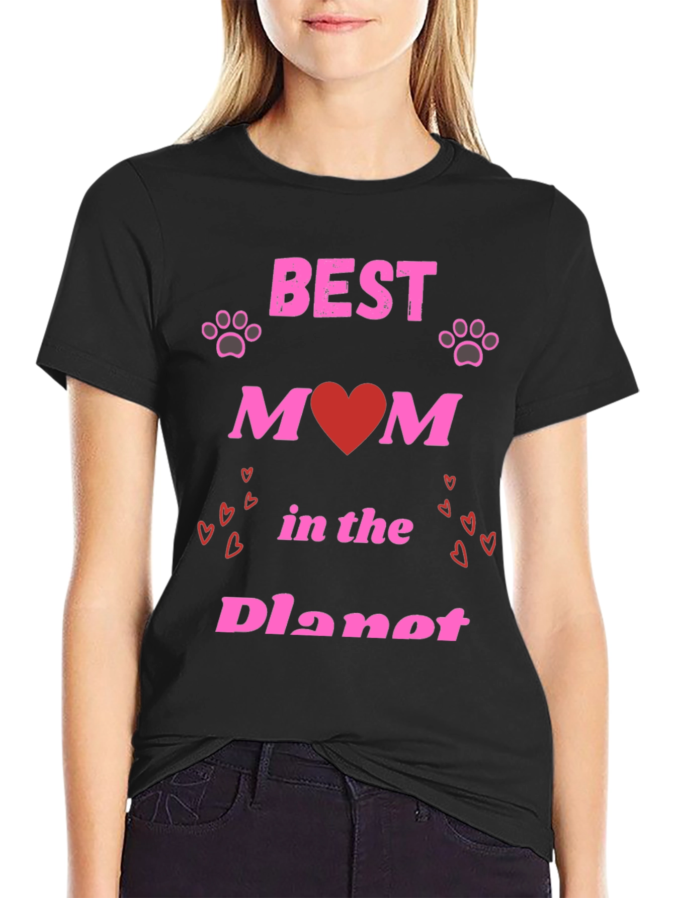 Best Mom T-Shirt - Heart & Paw Print Design