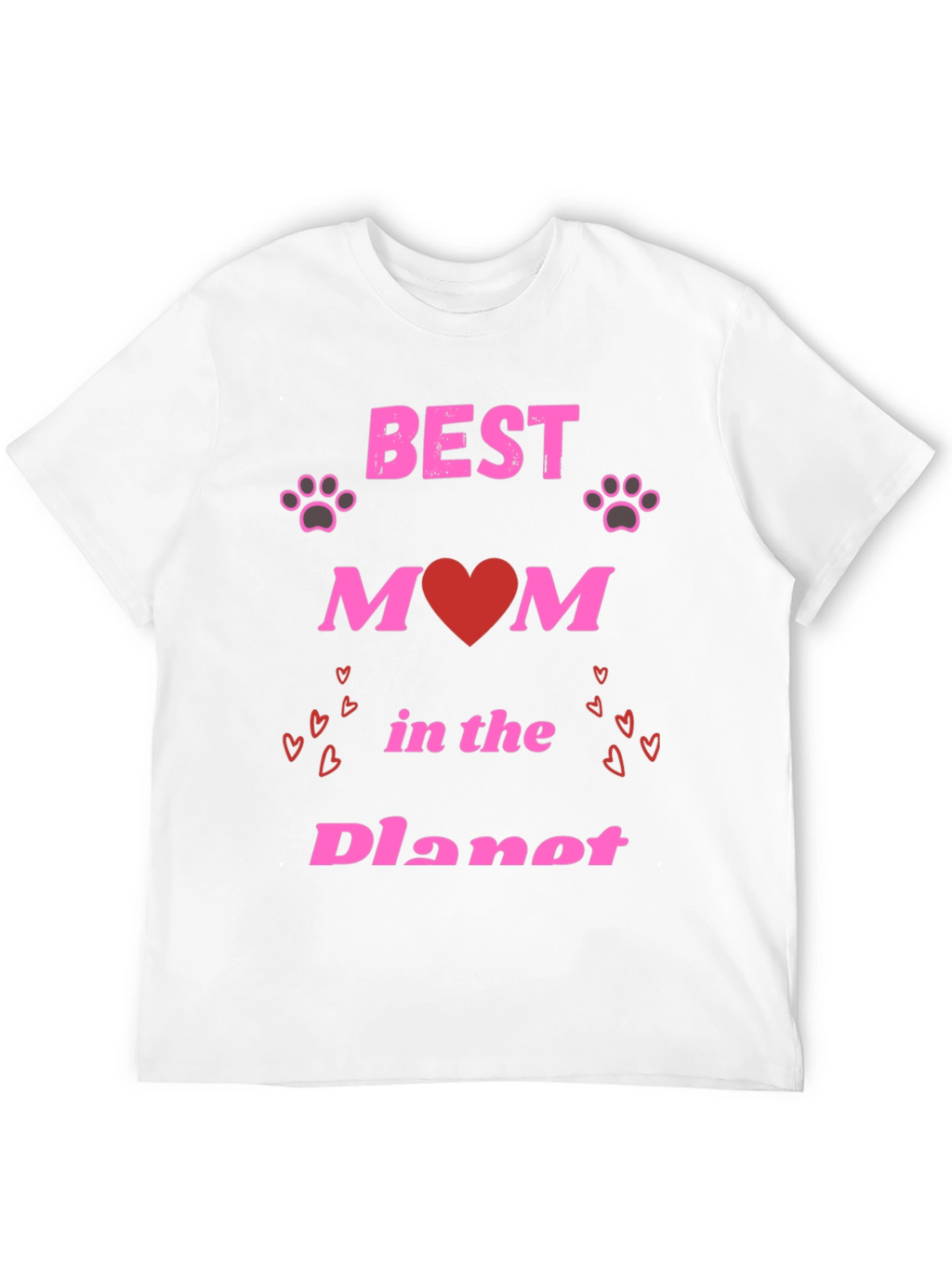 Best Mom T-Shirt - Heart & Paw Print Design