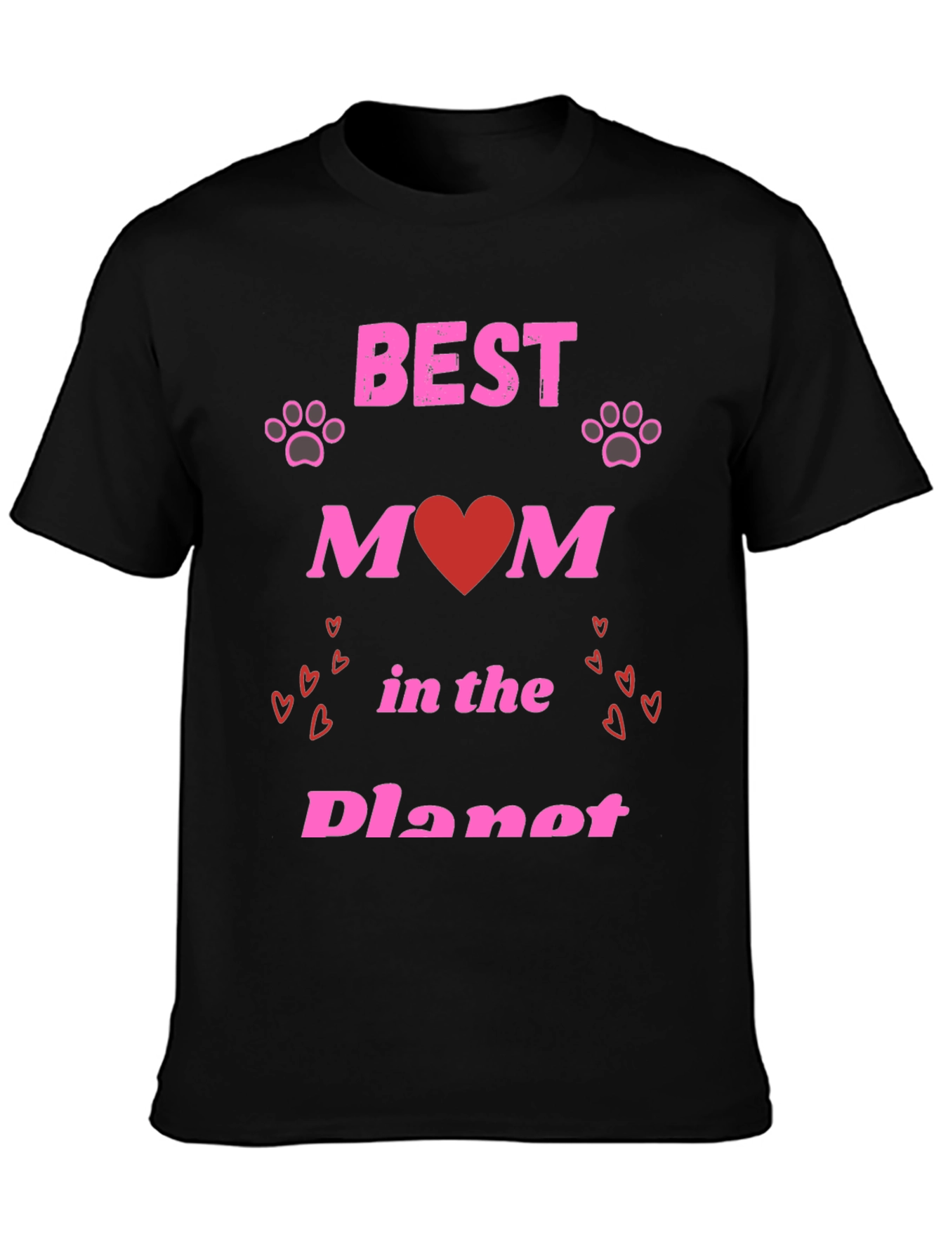 Best Mom T-Shirt - Heart & Paw Print Design