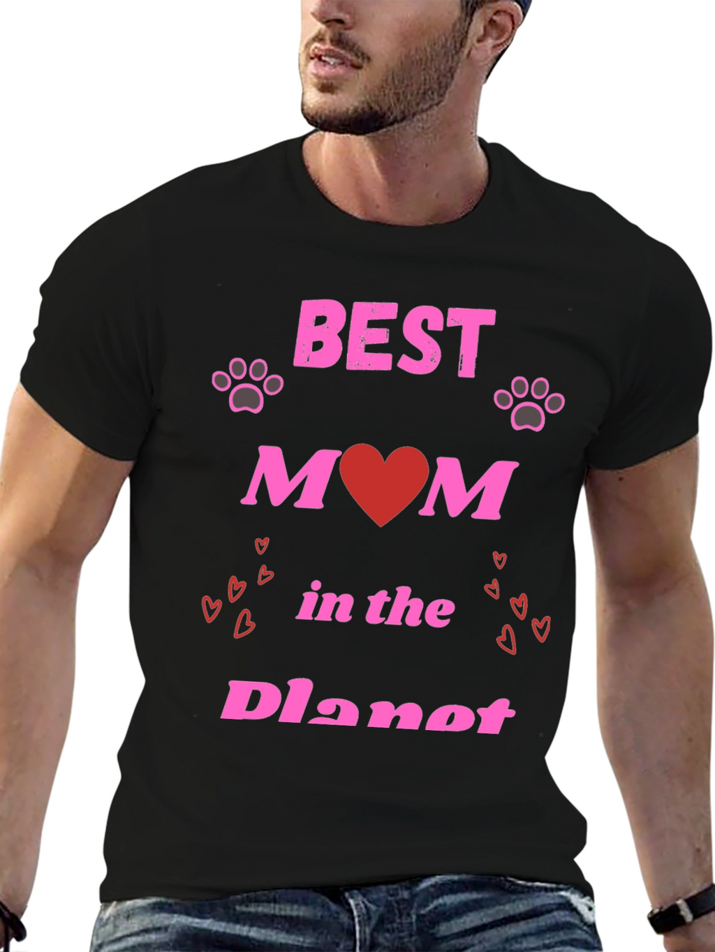 Best Mom T-Shirt - Heart & Paw Print Design