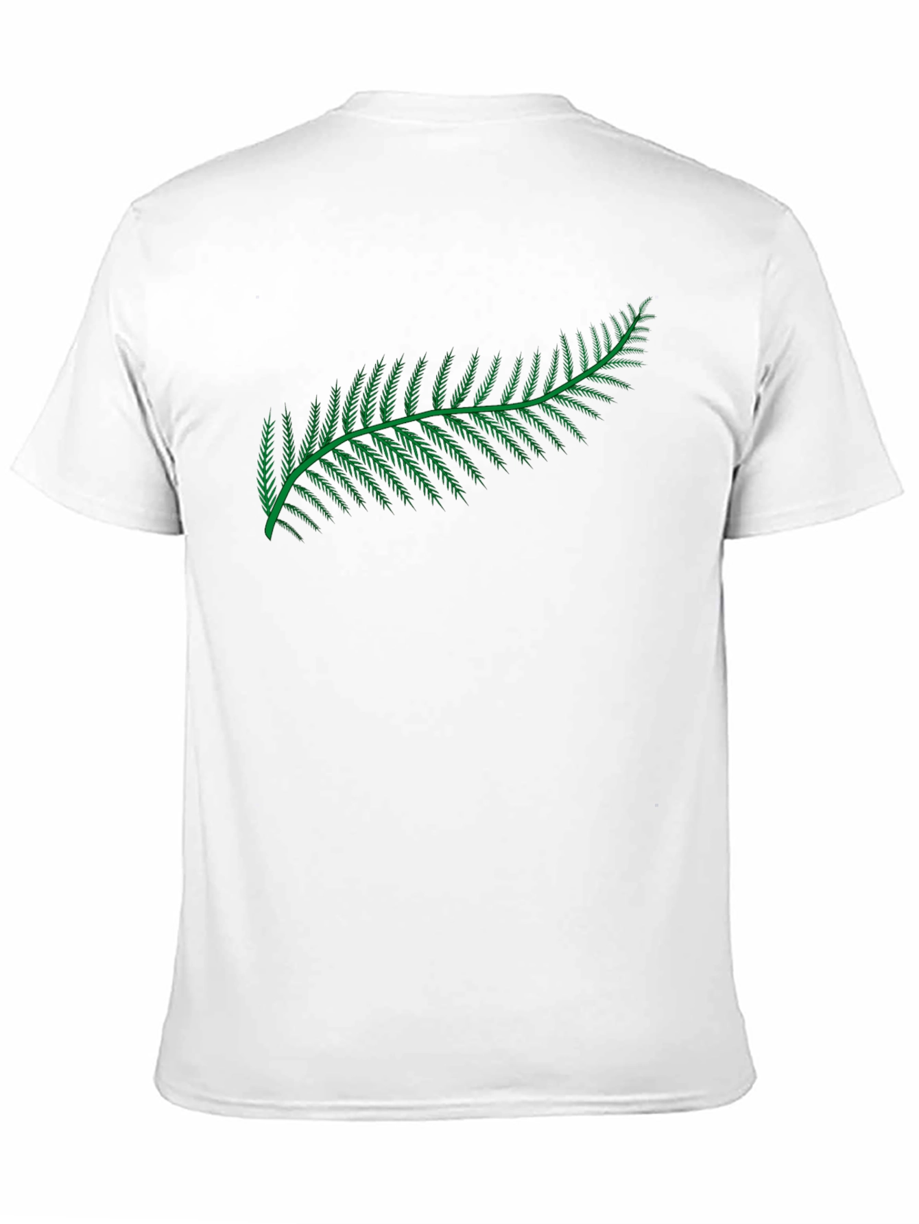 Black T-Shirt with Green Fern Design