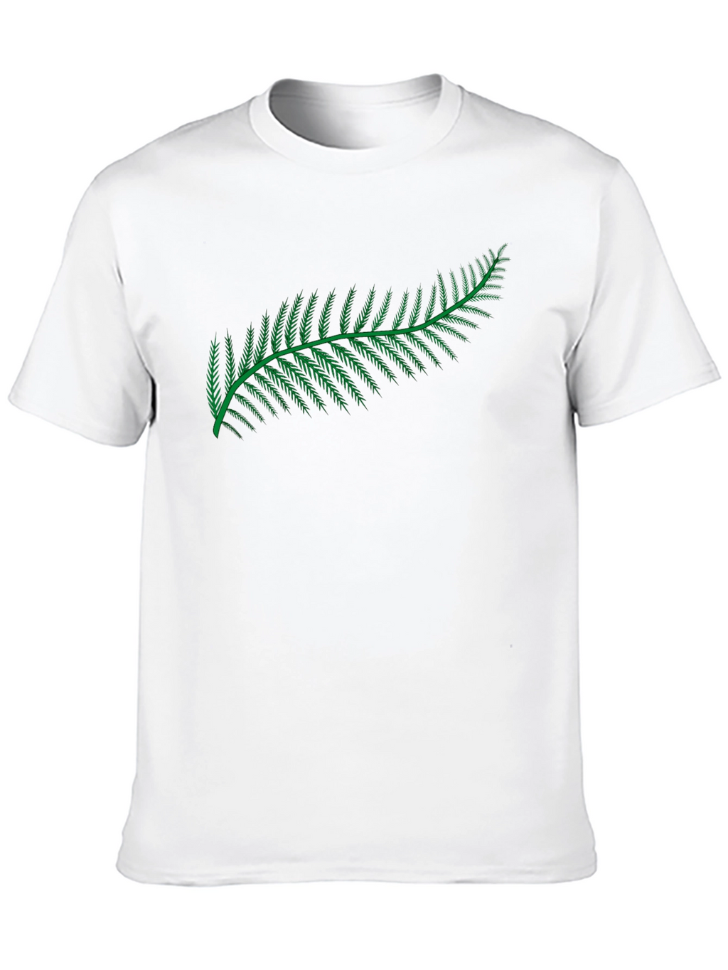 Black T-Shirt with Green Fern Design
