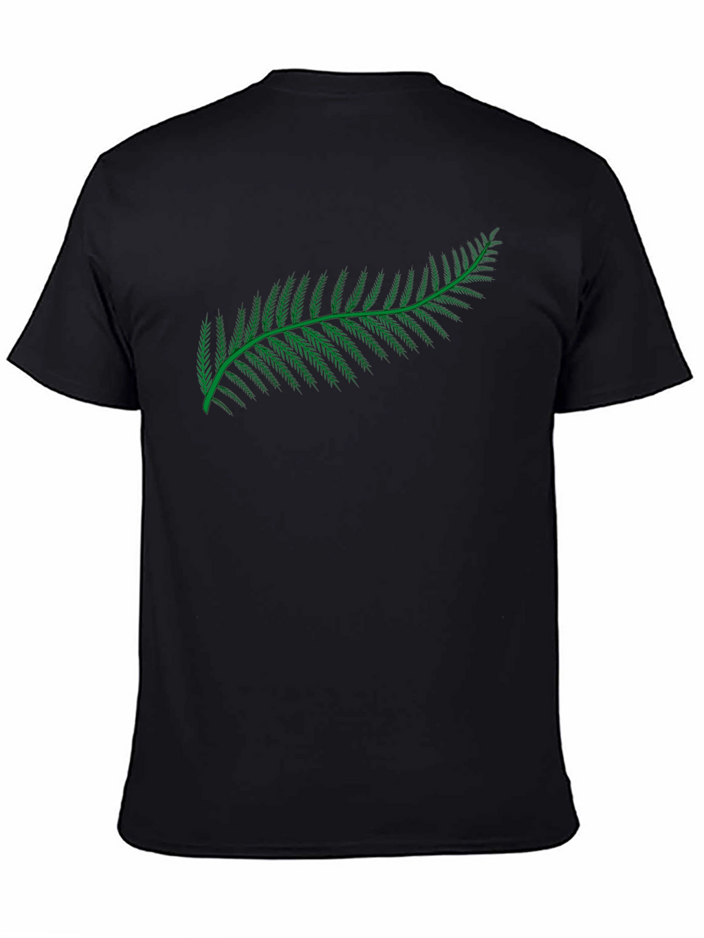 Black T-Shirt with Green Fern Design