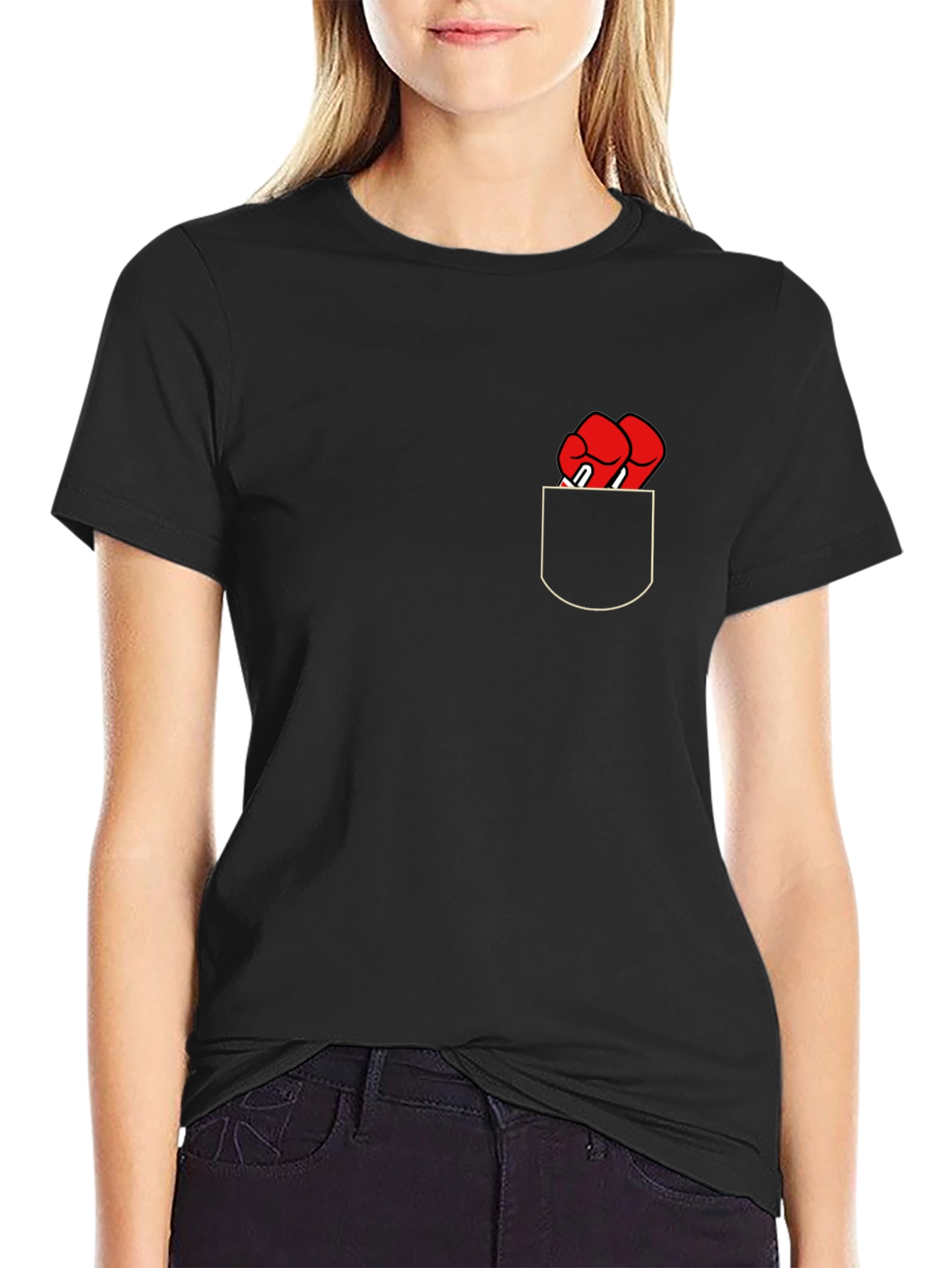 Boxing Gloves Pocket Print T-Shirt