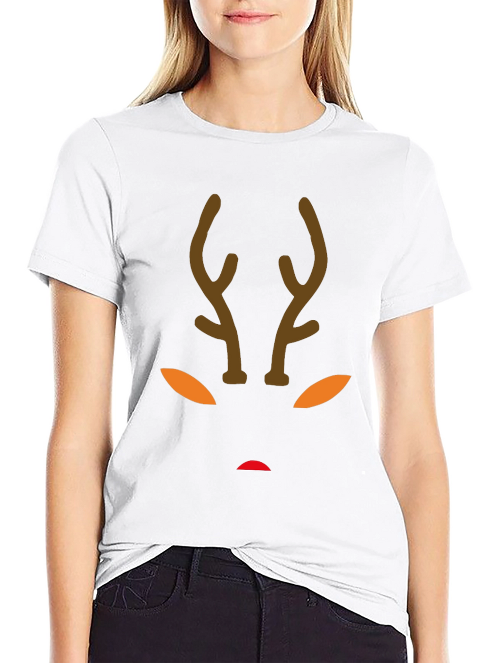 Reindeer Face Graphic Tee - Holiday Fun