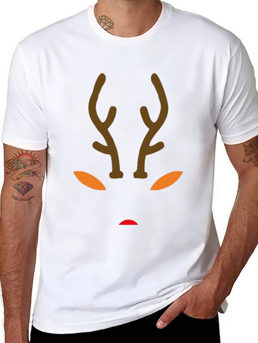 Reindeer Face Graphic Tee - Holiday Fun