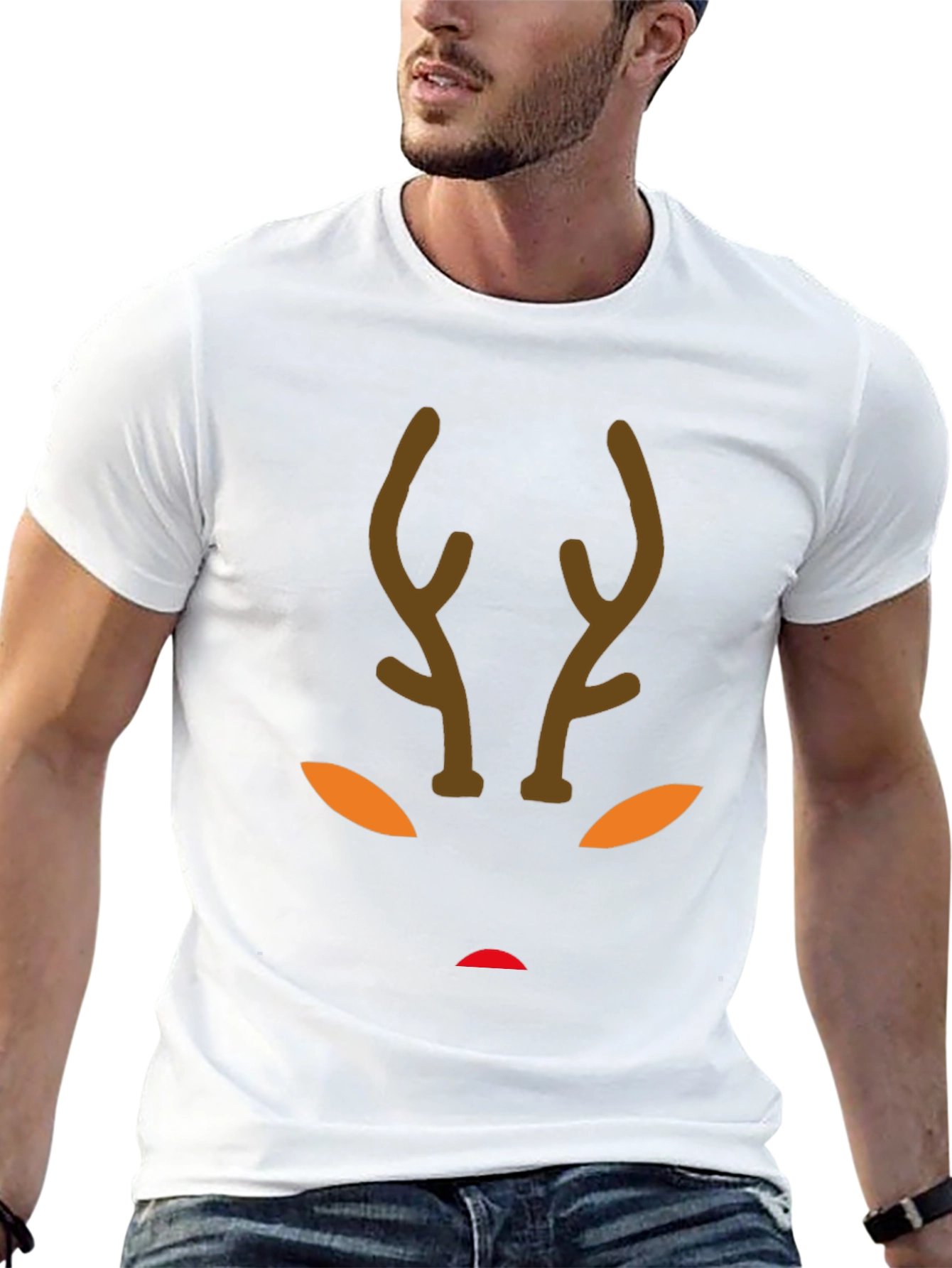Reindeer Face Graphic Tee - Holiday Fun