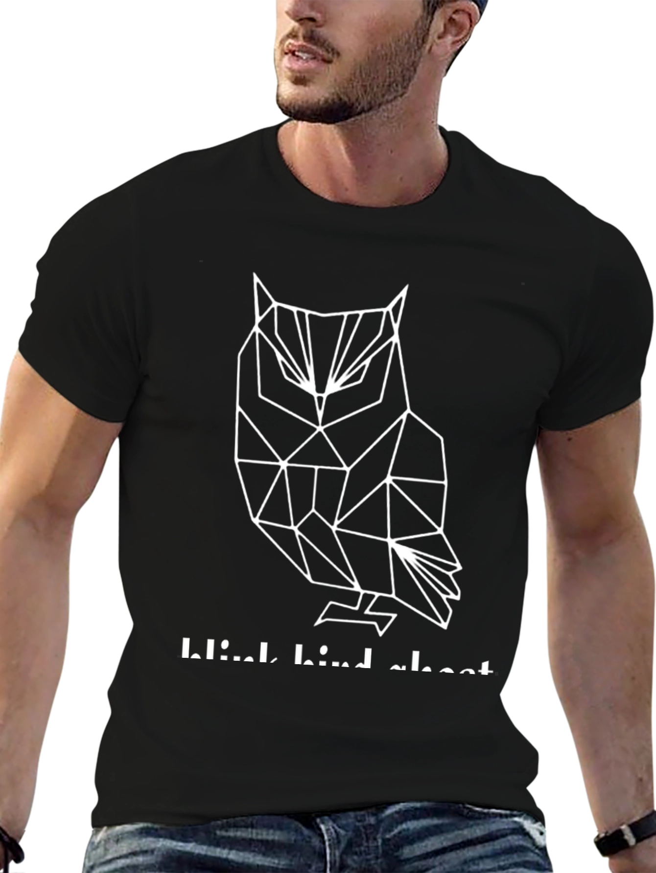 Geometric Owl Graphic Tee - Mens Black T-Shirt
