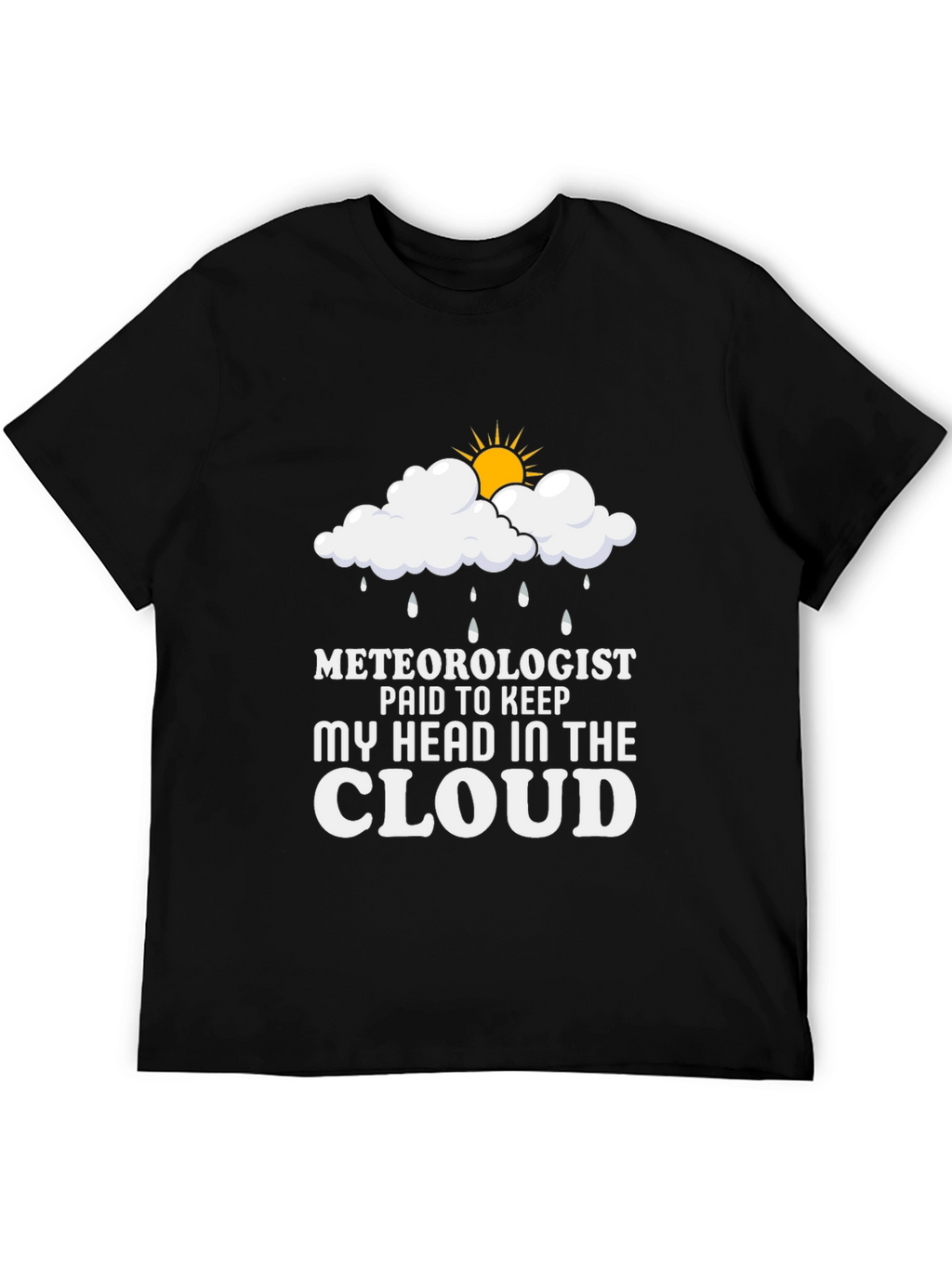 Meteorologist Head in the Cloud Black T-Shirt