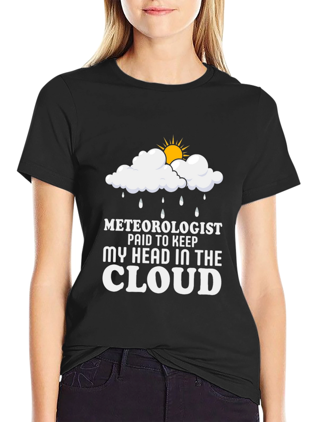 Meteorologist Head in the Cloud Black T-Shirt