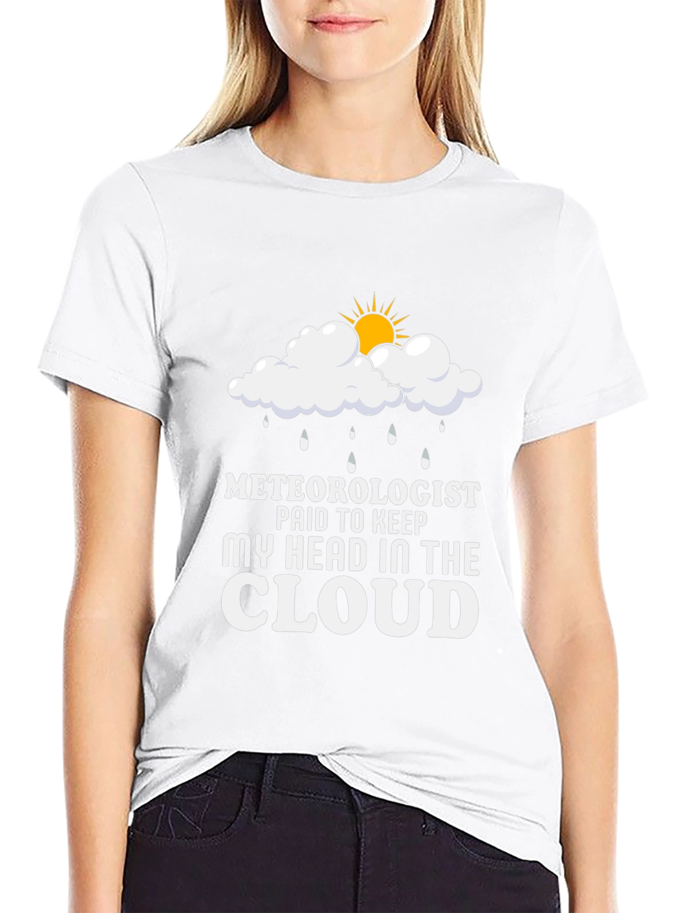 Meteorologist Head in the Cloud Black T-Shirt