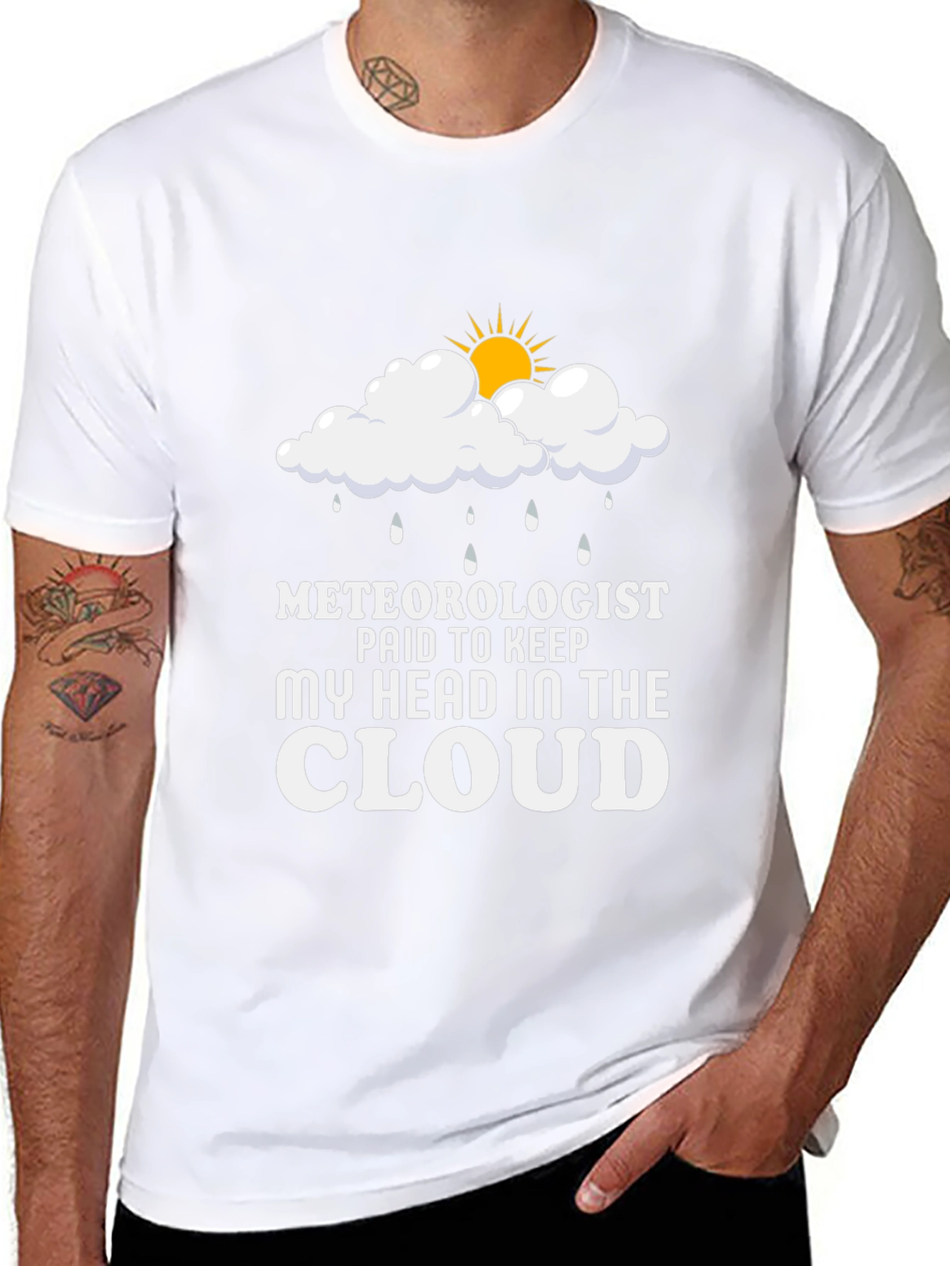 Meteorologist Head in the Cloud Black T-Shirt