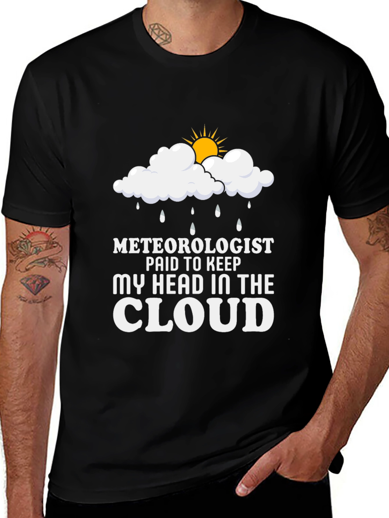 Meteorologist Head in the Cloud Black T-Shirt