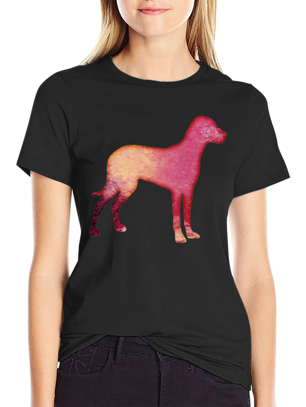 Dog Silhouette Graphic Black T-Shirt