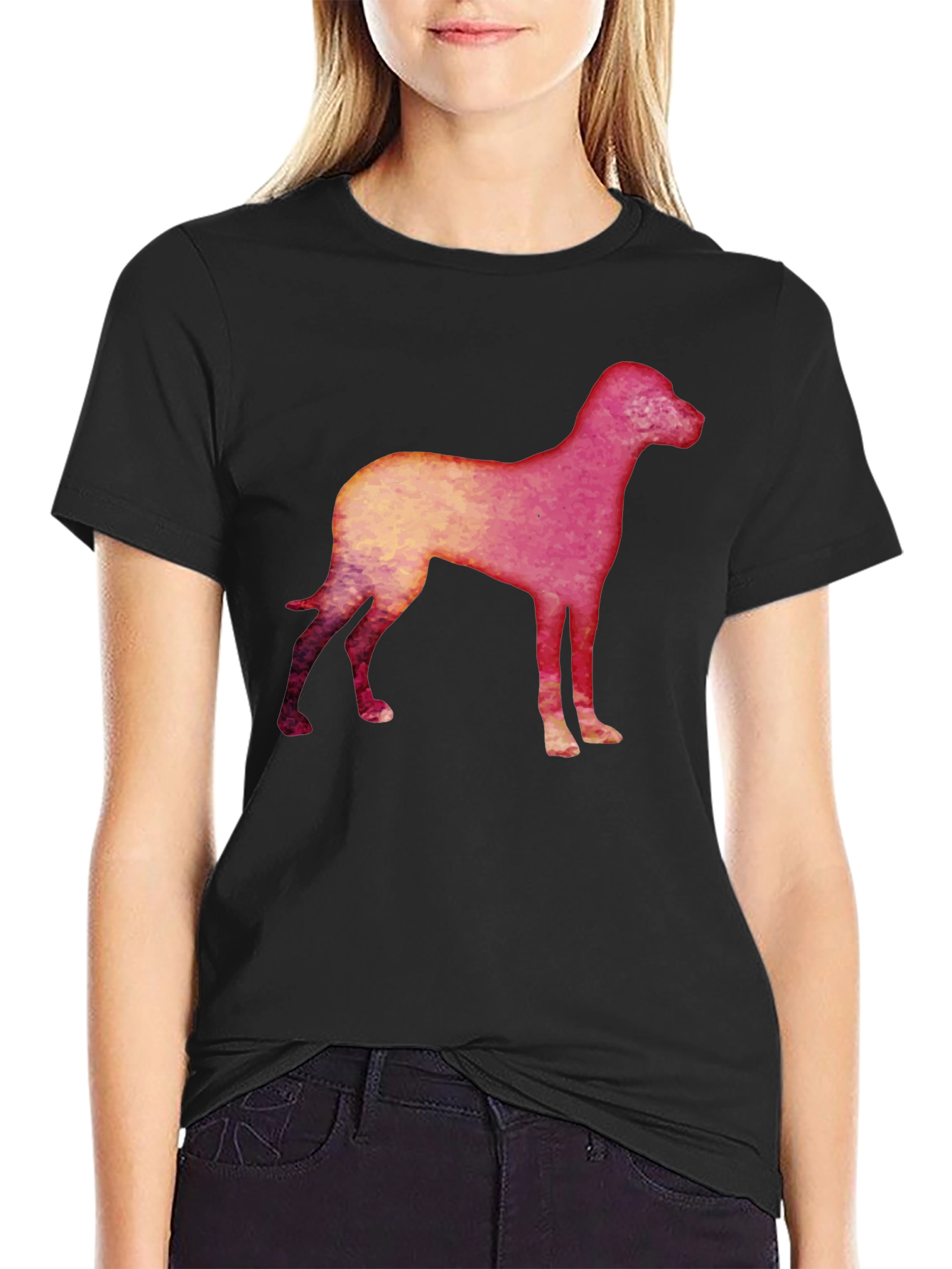 Dog Silhouette Graphic Black T-Shirt