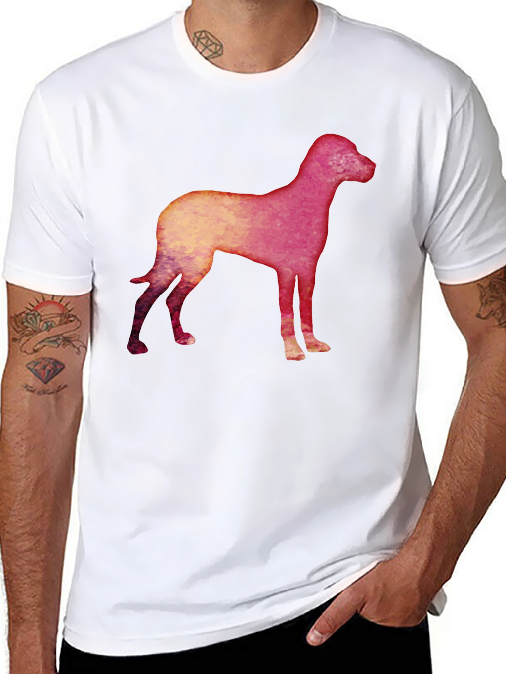 Dog Silhouette Graphic Black T-Shirt