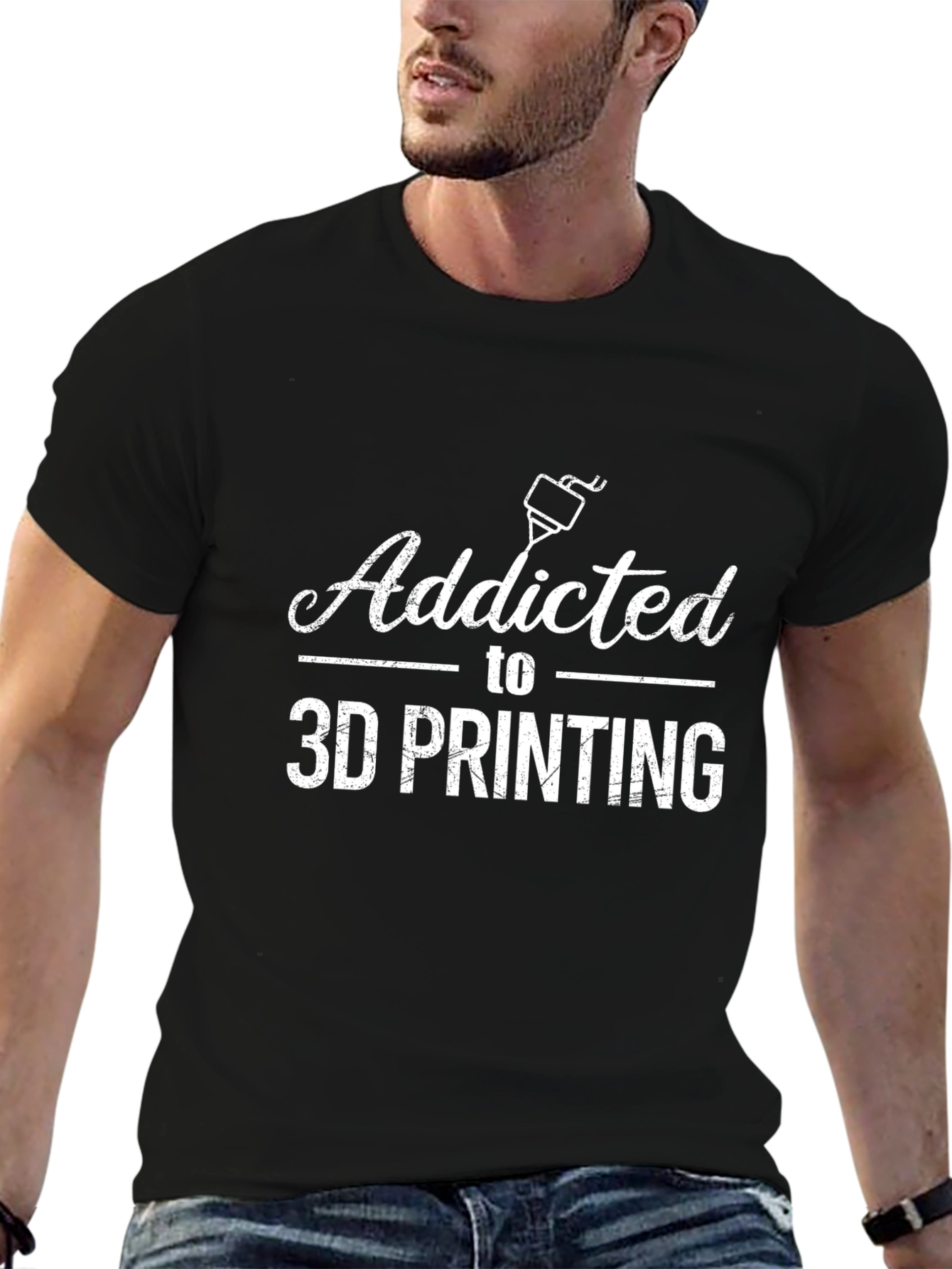 Addicted to 3D Printing Black T-Shirt