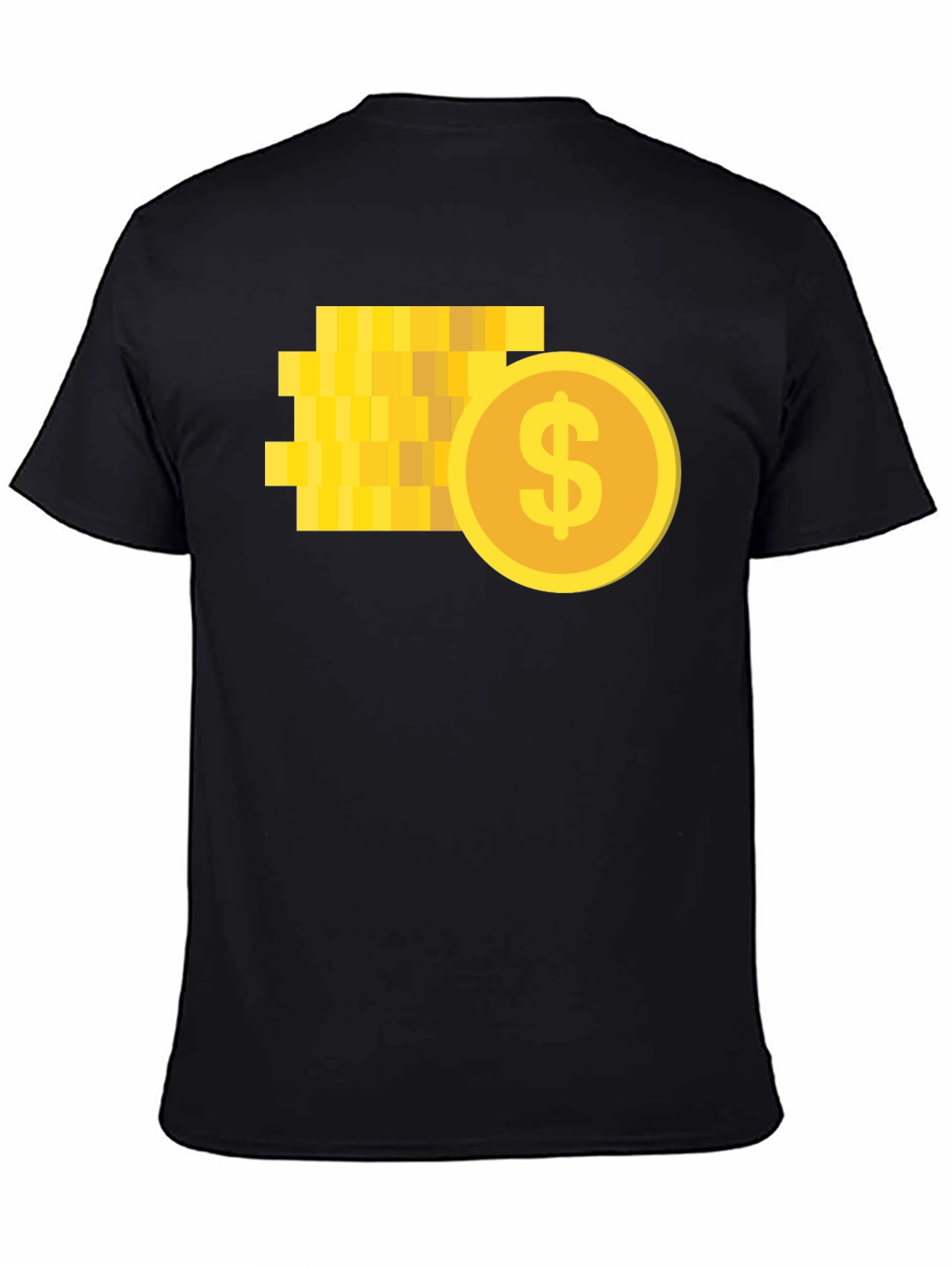 Pixelated Coin Graphic Black T-Shirt