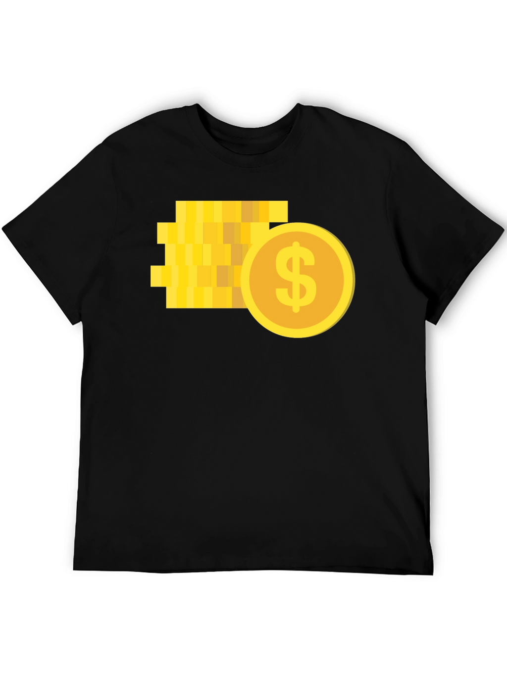 Pixelated Coin Graphic Black T-Shirt