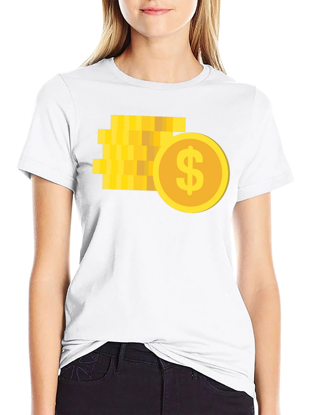 Pixelated Coin Graphic Black T-Shirt