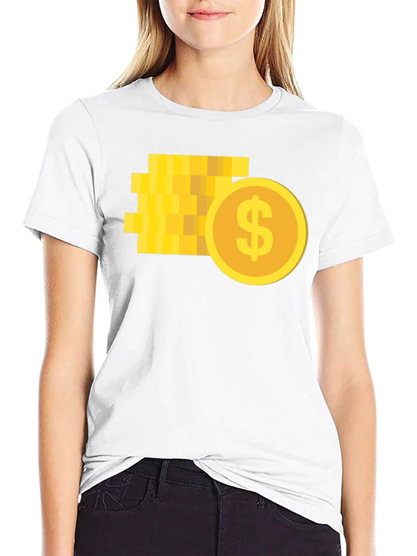 Pixelated Coin Graphic Black T-Shirt