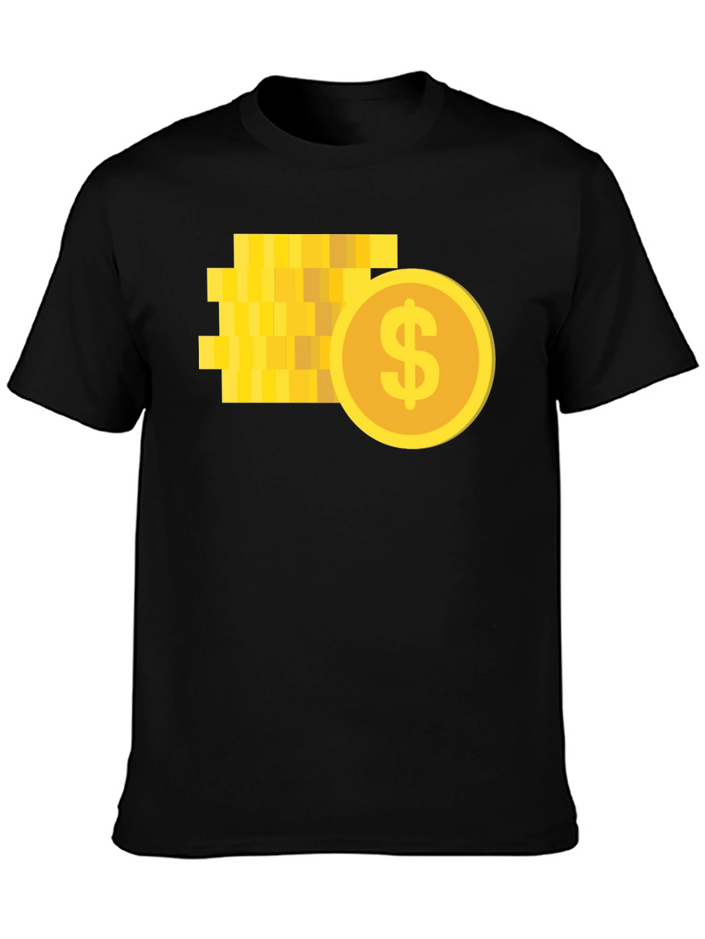 Pixelated Coin Graphic Black T-Shirt