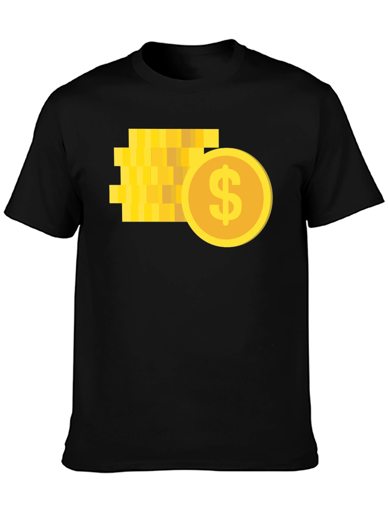 Pixelated Coin Graphic Black T-Shirt