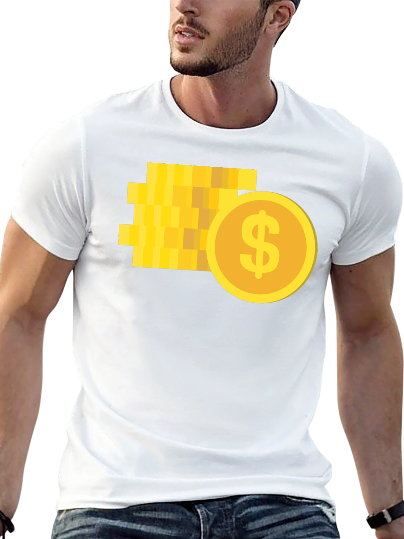 Pixelated Coin Graphic Black T-Shirt