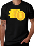 Pixelated Coin Graphic Black T-Shirt