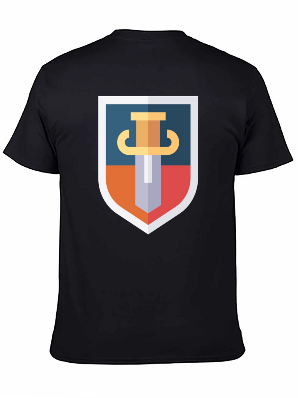 Sword Shield Graphic Tee - Black Cotton T-Shirt