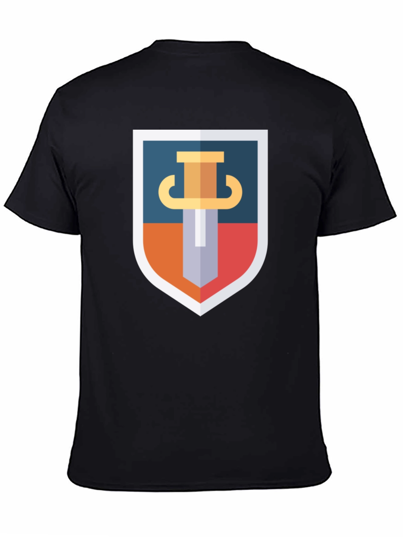 Sword Shield Graphic Tee - Black Cotton T-Shirt