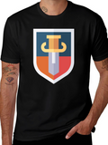 Sword Shield Graphic Tee - Black Cotton T-Shirt