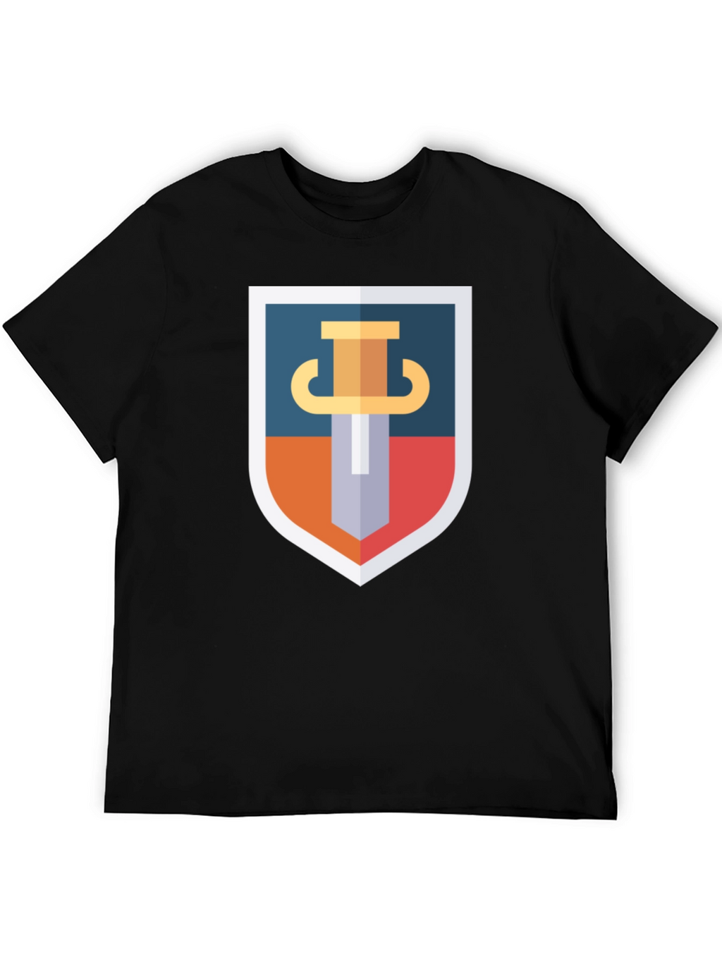 Sword Shield Graphic Tee - Black Cotton T-Shirt