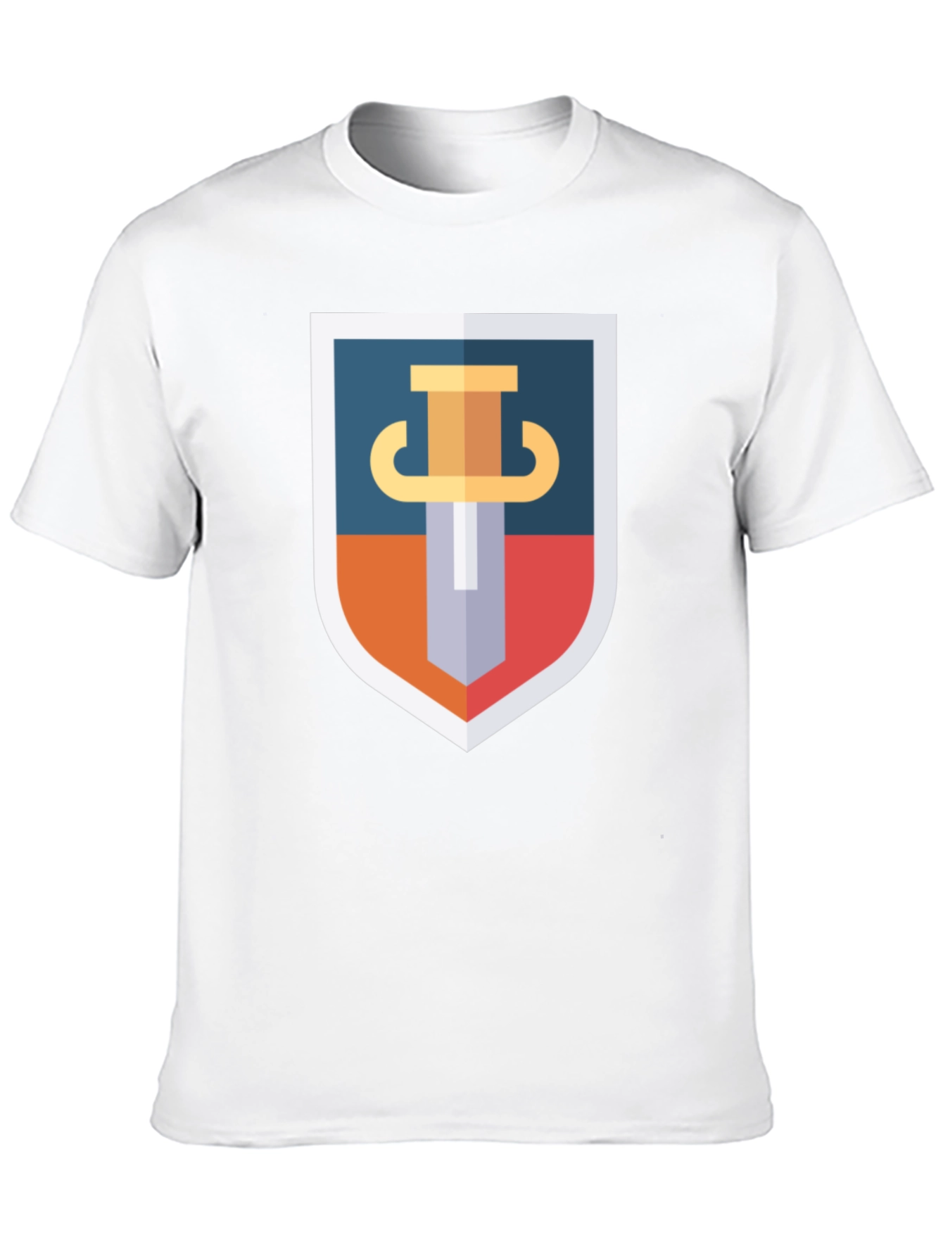 Sword Shield Graphic Tee - Black Cotton T-Shirt