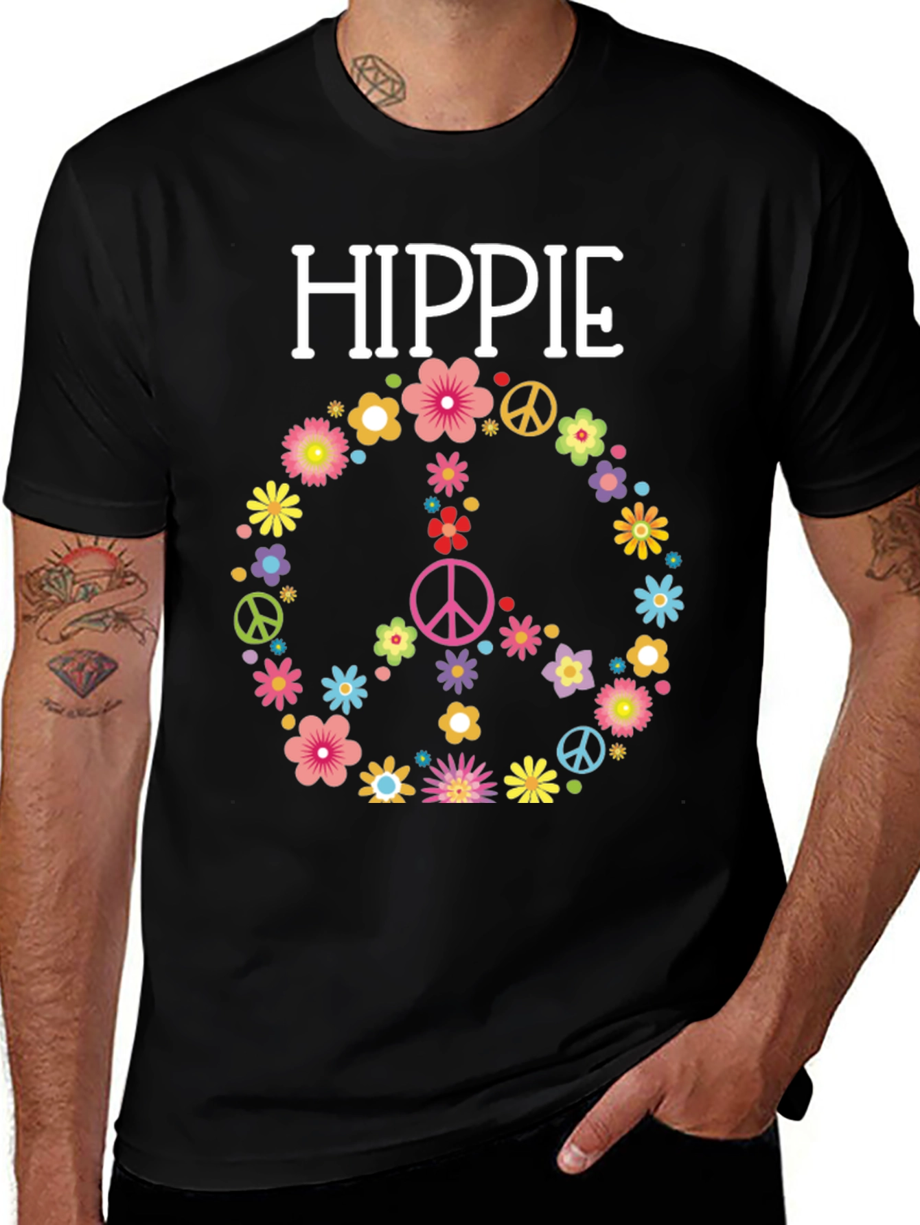 Hippie Flower Peace Sign Graphic Tee - Unisex