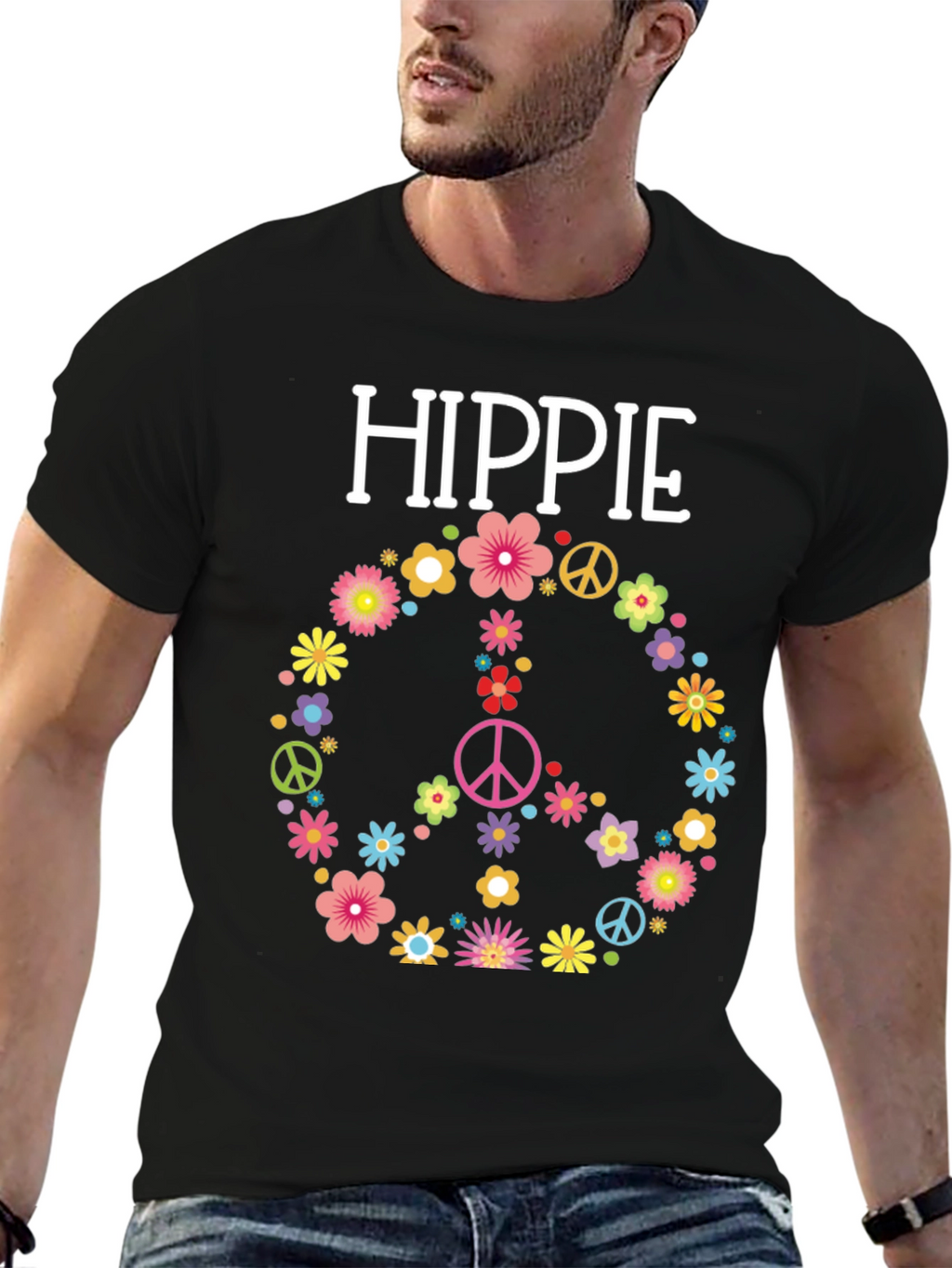 Hippie Flower Peace Sign Graphic Tee - Unisex