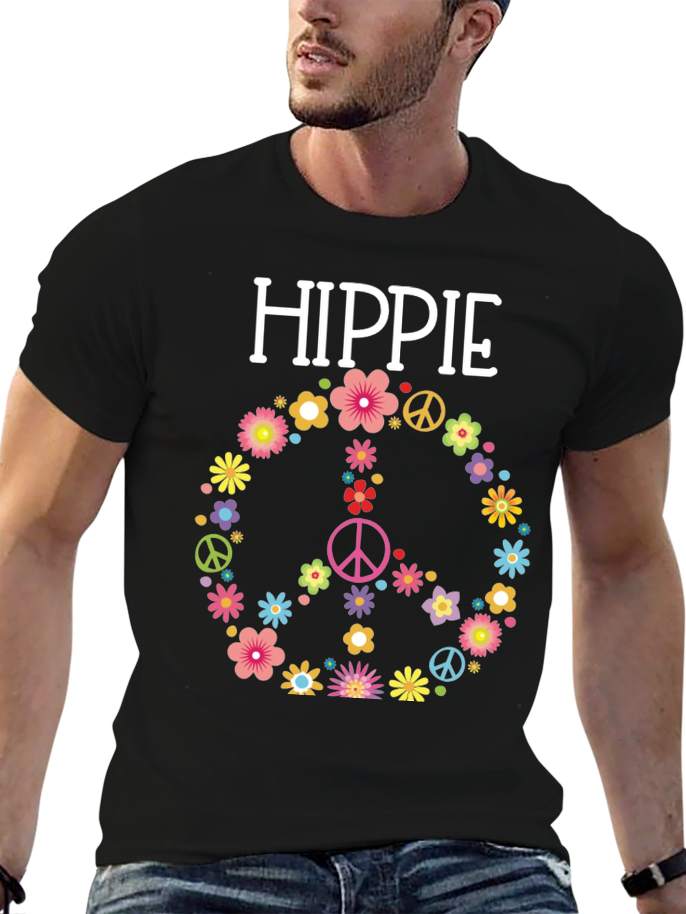 Hippie Flower Peace Sign Graphic Tee - Unisex