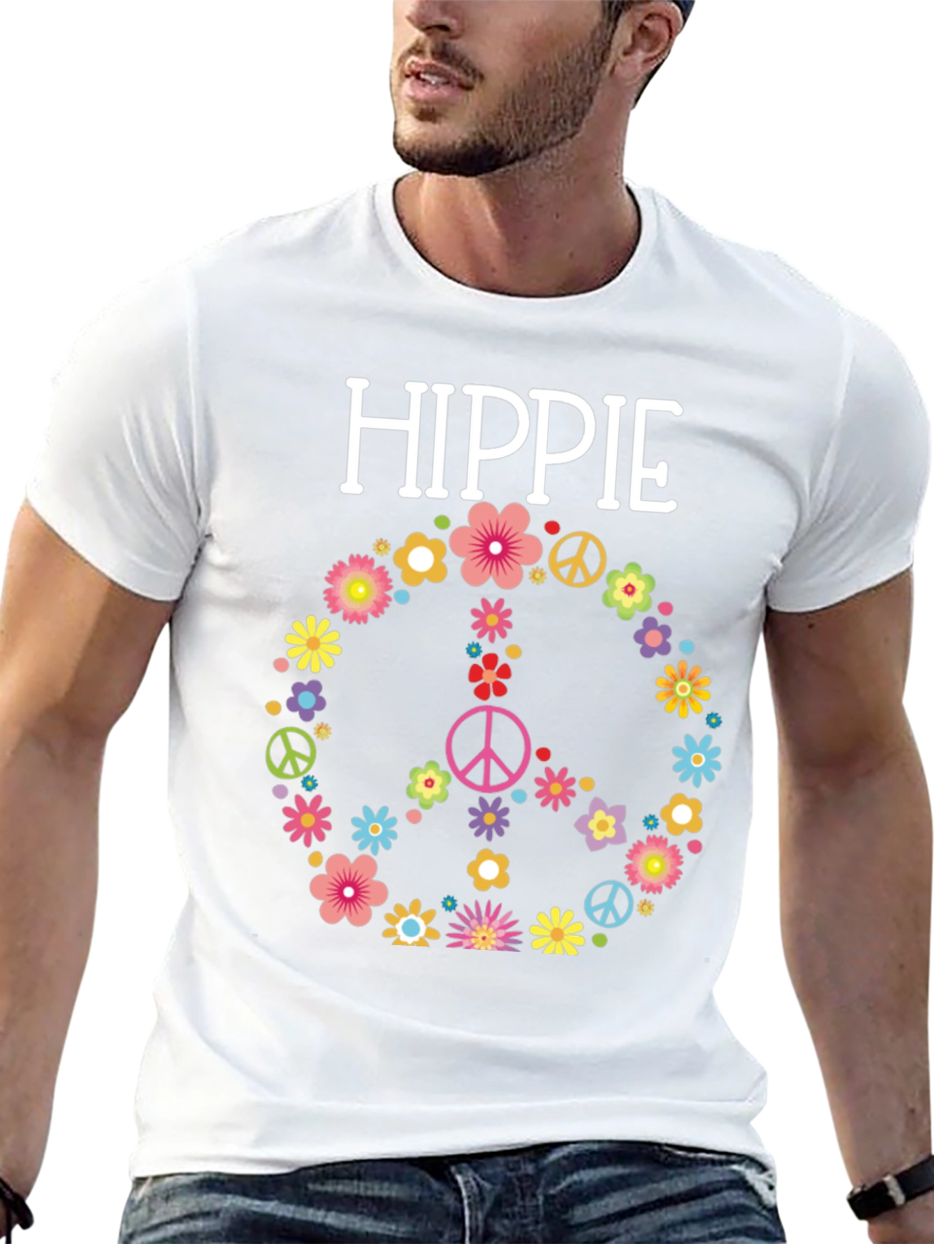 Hippie Flower Peace Sign Graphic Tee - Unisex