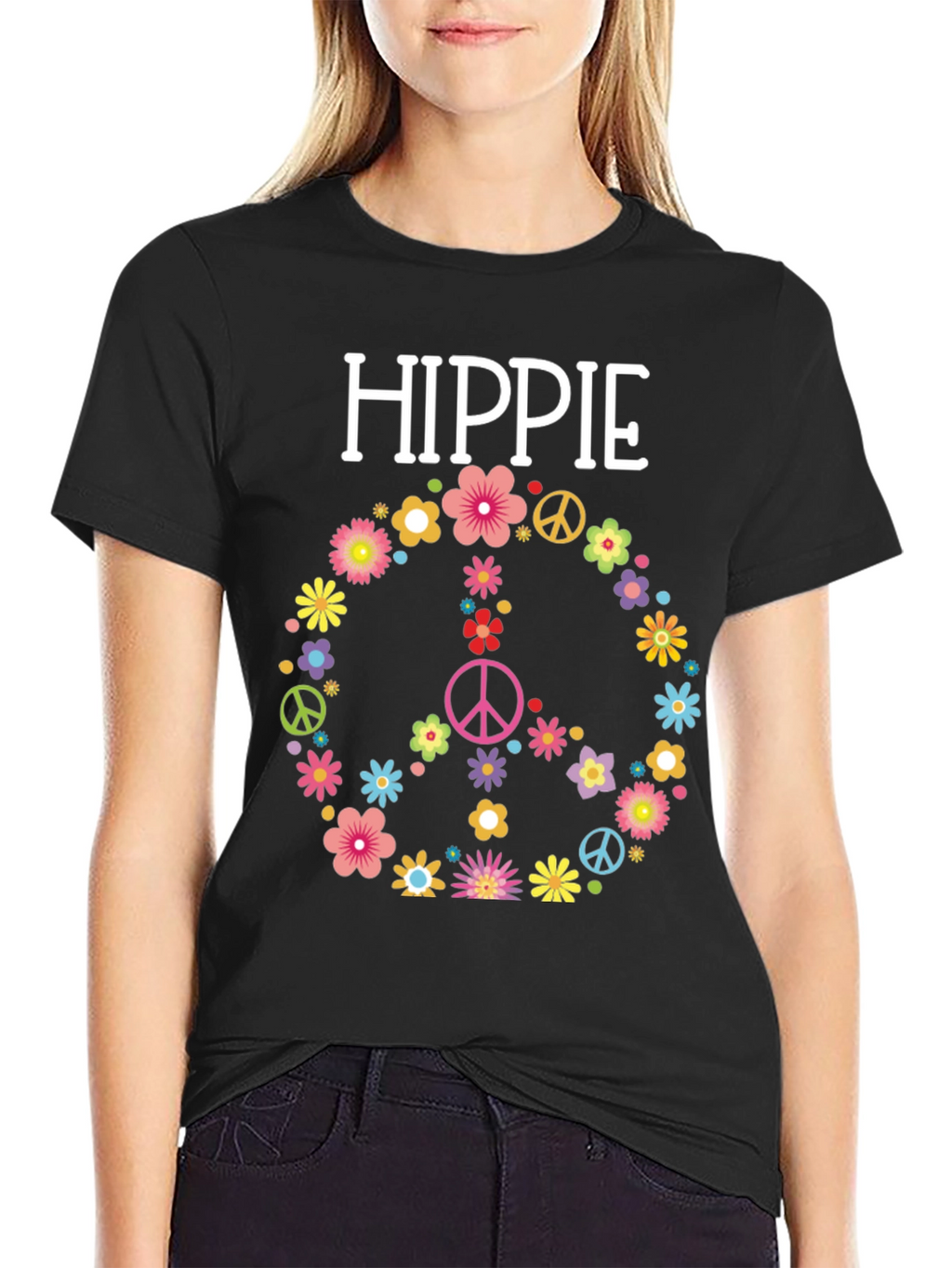 Hippie Flower Peace Sign Graphic Tee - Unisex