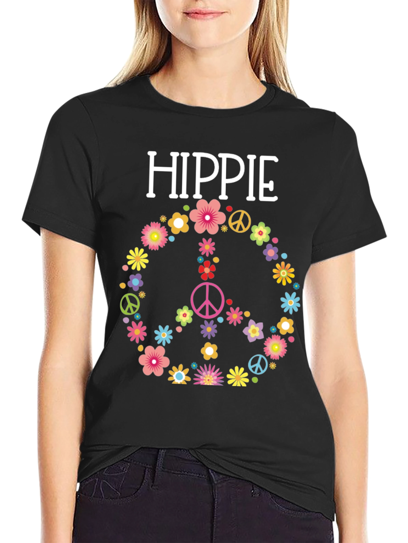 Hippie Flower Peace Sign Graphic Tee - Unisex