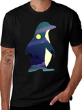 Night Sky Penguin Graphic Tee - Unique Mens T-Shirt